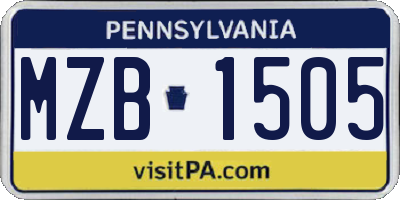 PA license plate MZB1505