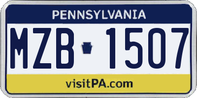 PA license plate MZB1507