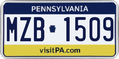 PA license plate MZB1509