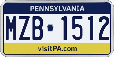 PA license plate MZB1512