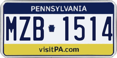 PA license plate MZB1514