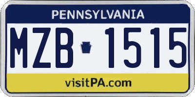 PA license plate MZB1515