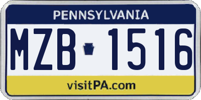 PA license plate MZB1516