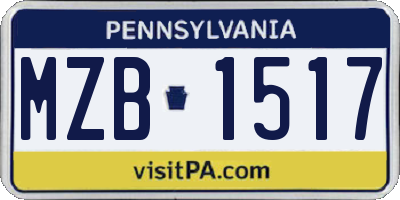 PA license plate MZB1517