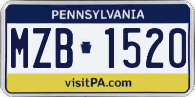 PA license plate MZB1520