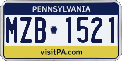 PA license plate MZB1521