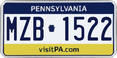PA license plate MZB1522