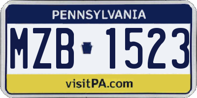 PA license plate MZB1523