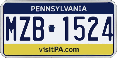 PA license plate MZB1524