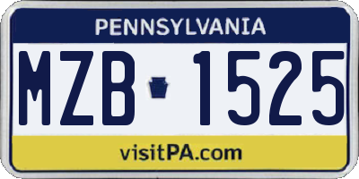 PA license plate MZB1525