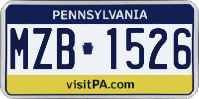 PA license plate MZB1526