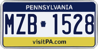 PA license plate MZB1528