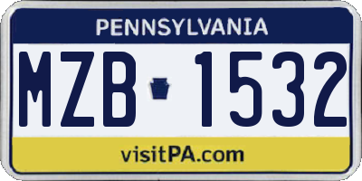 PA license plate MZB1532