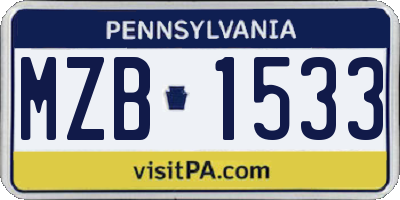 PA license plate MZB1533