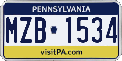 PA license plate MZB1534