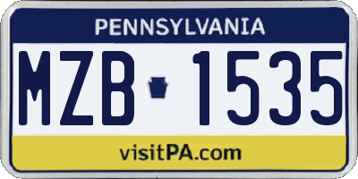PA license plate MZB1535