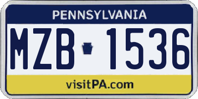 PA license plate MZB1536