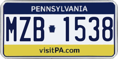 PA license plate MZB1538