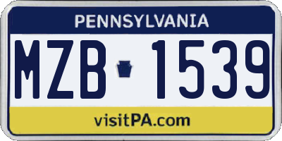 PA license plate MZB1539