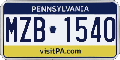 PA license plate MZB1540