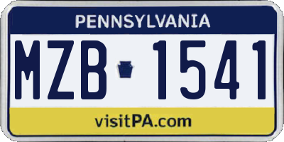 PA license plate MZB1541