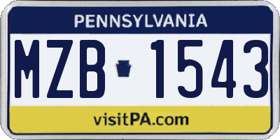 PA license plate MZB1543