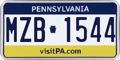 PA license plate MZB1544