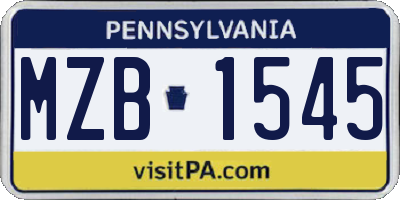 PA license plate MZB1545