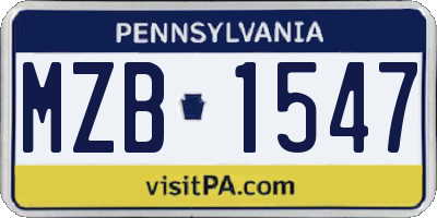PA license plate MZB1547