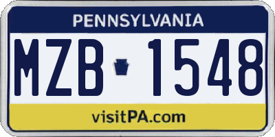 PA license plate MZB1548