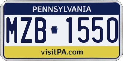 PA license plate MZB1550
