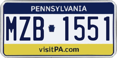 PA license plate MZB1551