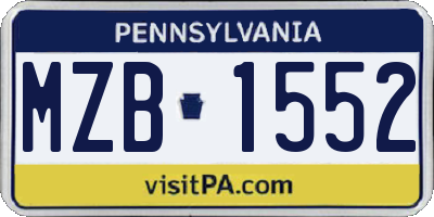 PA license plate MZB1552