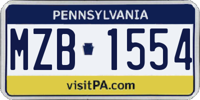PA license plate MZB1554