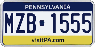PA license plate MZB1555