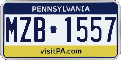PA license plate MZB1557