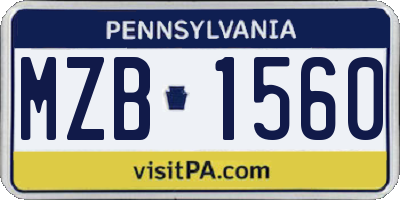 PA license plate MZB1560