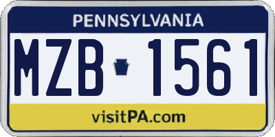 PA license plate MZB1561