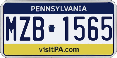 PA license plate MZB1565