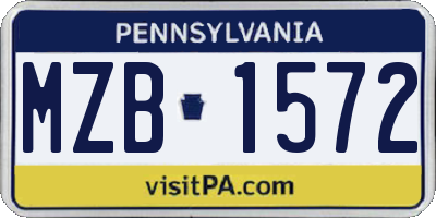 PA license plate MZB1572