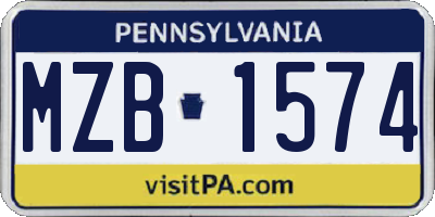 PA license plate MZB1574