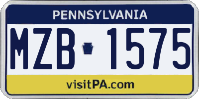 PA license plate MZB1575