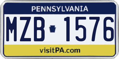 PA license plate MZB1576