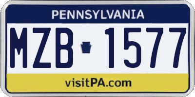 PA license plate MZB1577