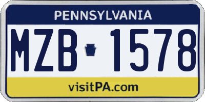 PA license plate MZB1578