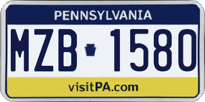 PA license plate MZB1580