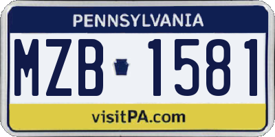 PA license plate MZB1581