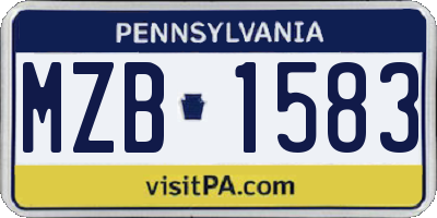 PA license plate MZB1583