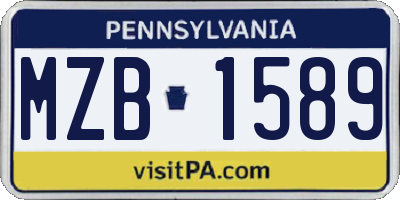 PA license plate MZB1589