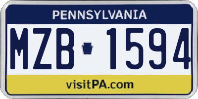 PA license plate MZB1594